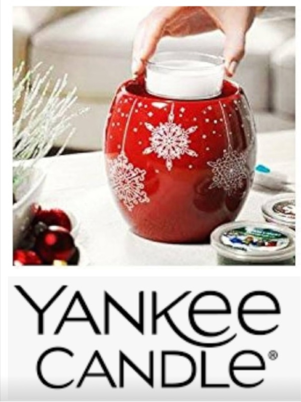 NEW!  Yankee Candle Crimson Flurries with Timer Scenterpiece Easy MeltCup Warmer